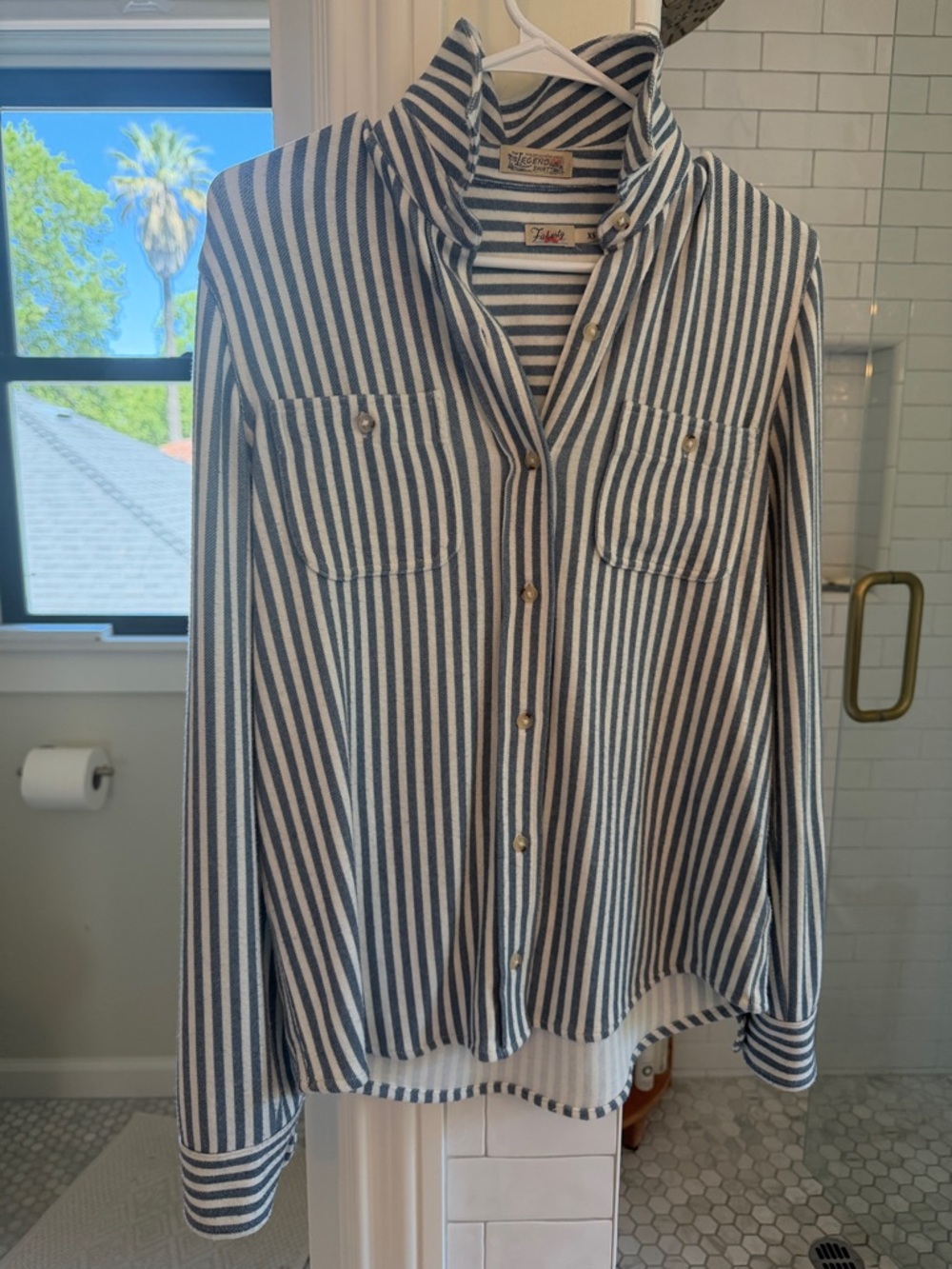Faherty Navy & White Striped Legend Shirt